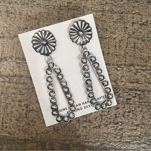 Navajo Eugene Charley Sterling Silver Concho Dangle Earrings